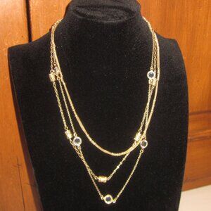 Lia Sophia Gold Multi-Layer Necklace with Blue Accents